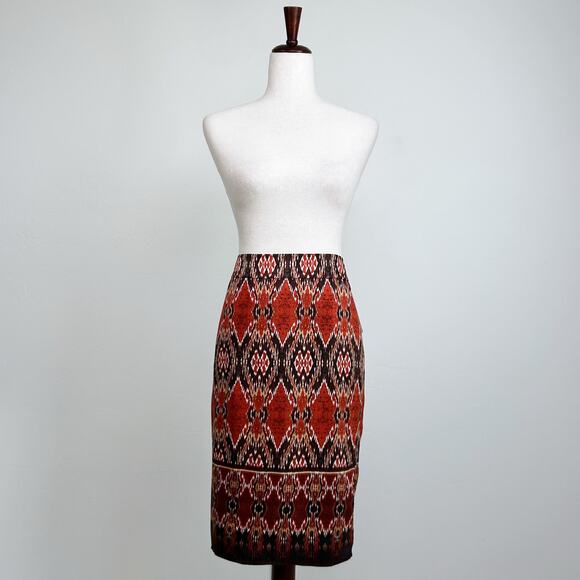 Jones New York 100% Silk Autumn Boho Faux Wrap Straight Skirt NWT - Picture 6 of 9